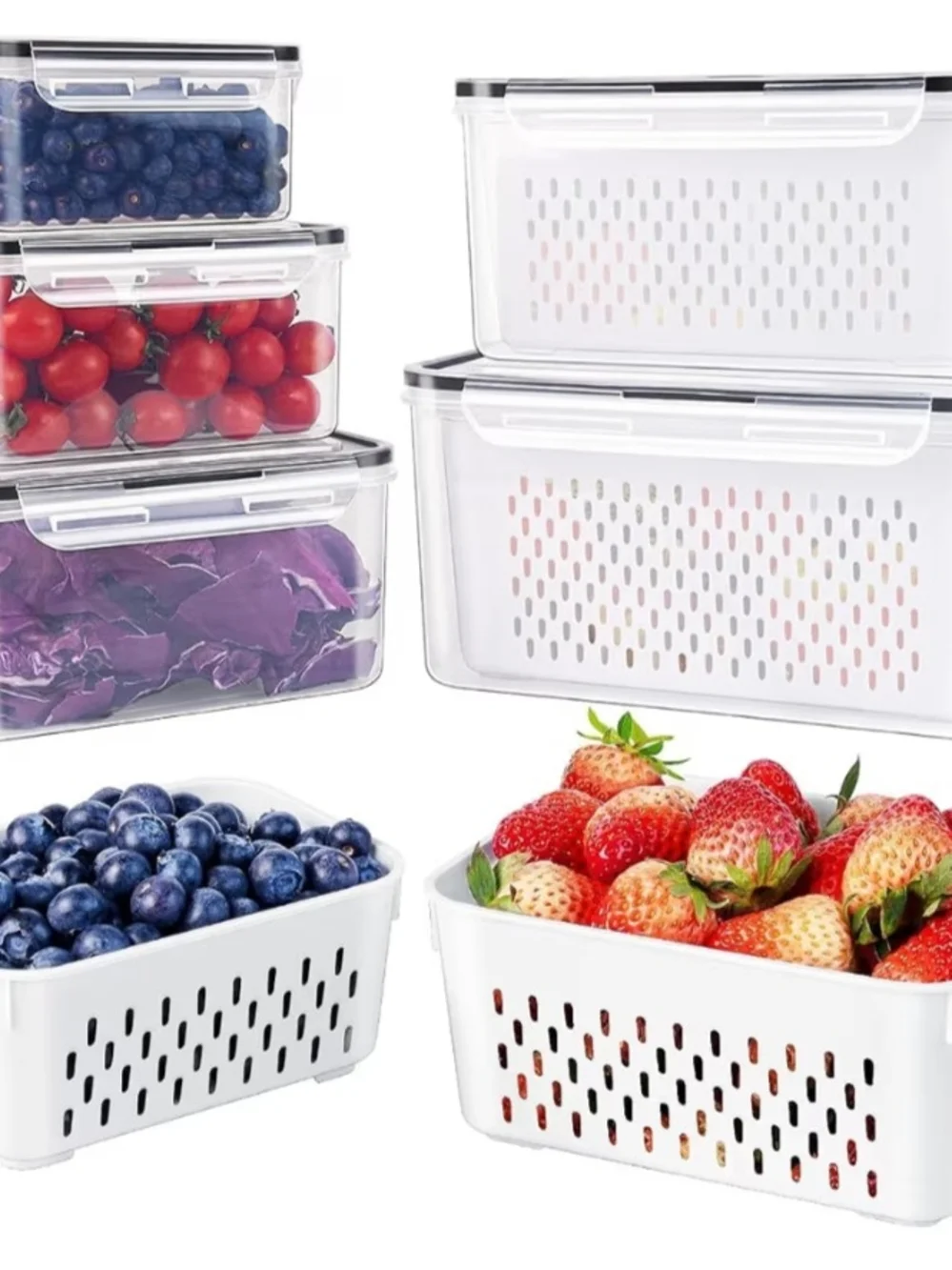 Airtight White Food Storage Containers with Clear Lids 15 Piece Set NIB